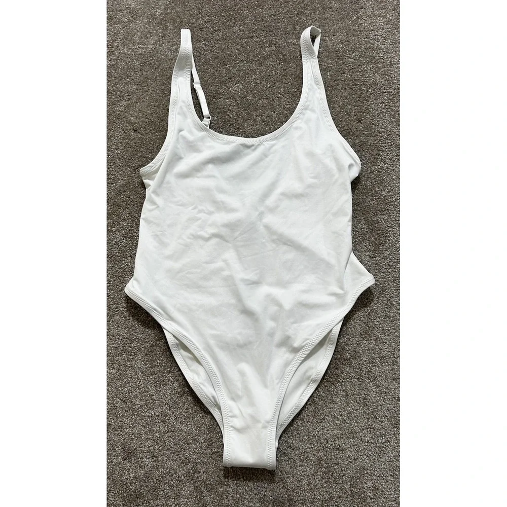 SKIMS Women's XL Recycled Swim Scoop Neck One piece In Snow BNWT $90
